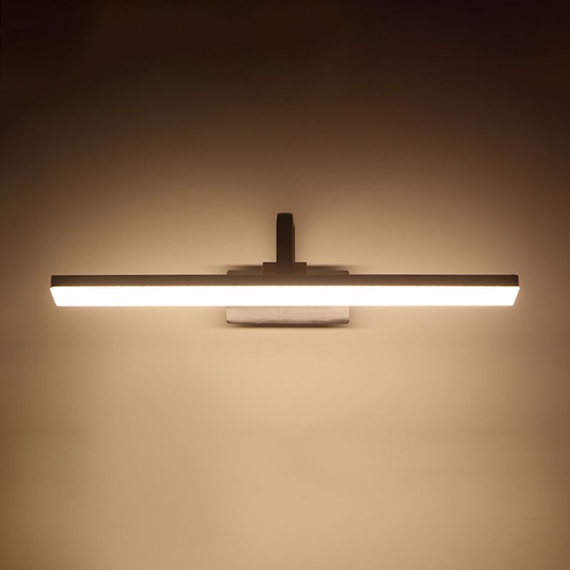 Linear Shade Metal Wall Sconce Modern Style 1 Light Mirror Wall Mounted Light in Black