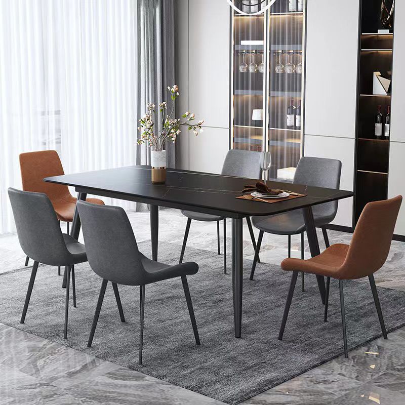 Stone Dining Room Collection Industrial Style Rectangle 4 Legs Dining Table
