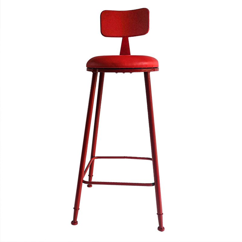 Industrial Dessert Shop Low Back Stool Matte Finish Upholstered Bar Stools