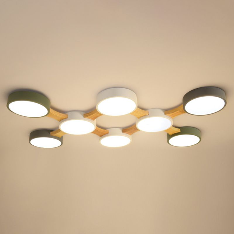 Moderne minimalistische LED-plafondlamp Houten Spoetnik Inbouw met acrylkap