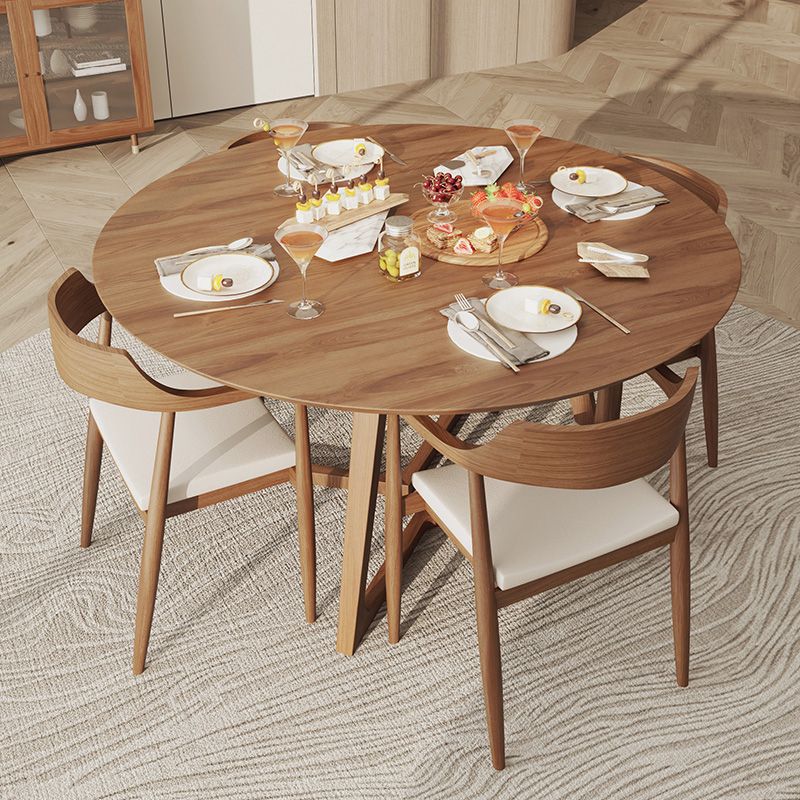 Modern 1/5/7 Pieces Dining Set Round Pine Wood Dining Table for Dining Room