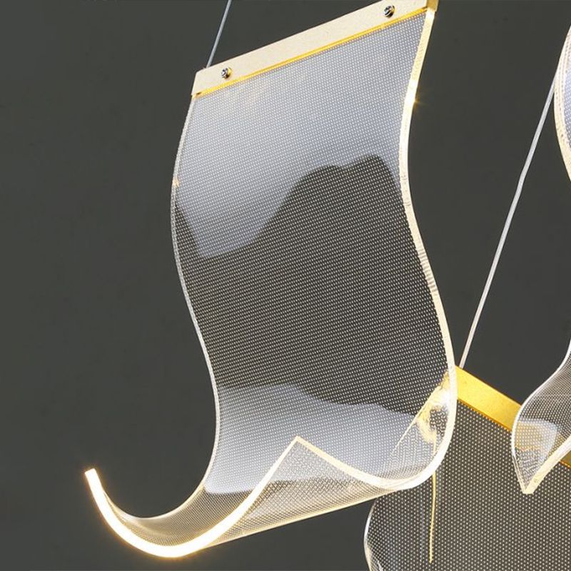 Curl Acrylique Pendre multi-lumière Art déco Clear LED Pendule Light for Dining Room