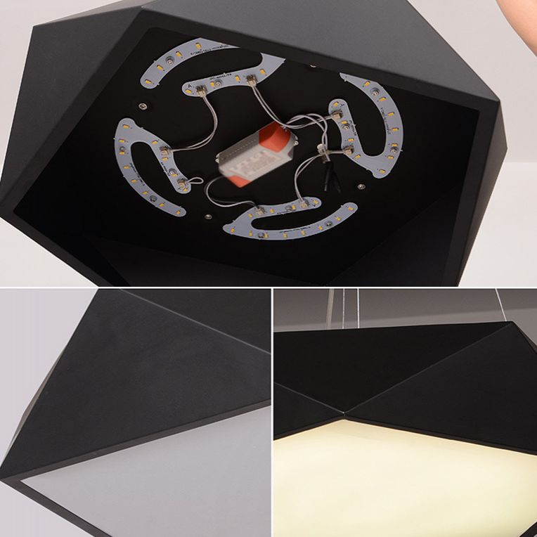 LED Pentagonal Pendant Lamp Nordic Metal Office Hanging Light with Acrylic Diffuser