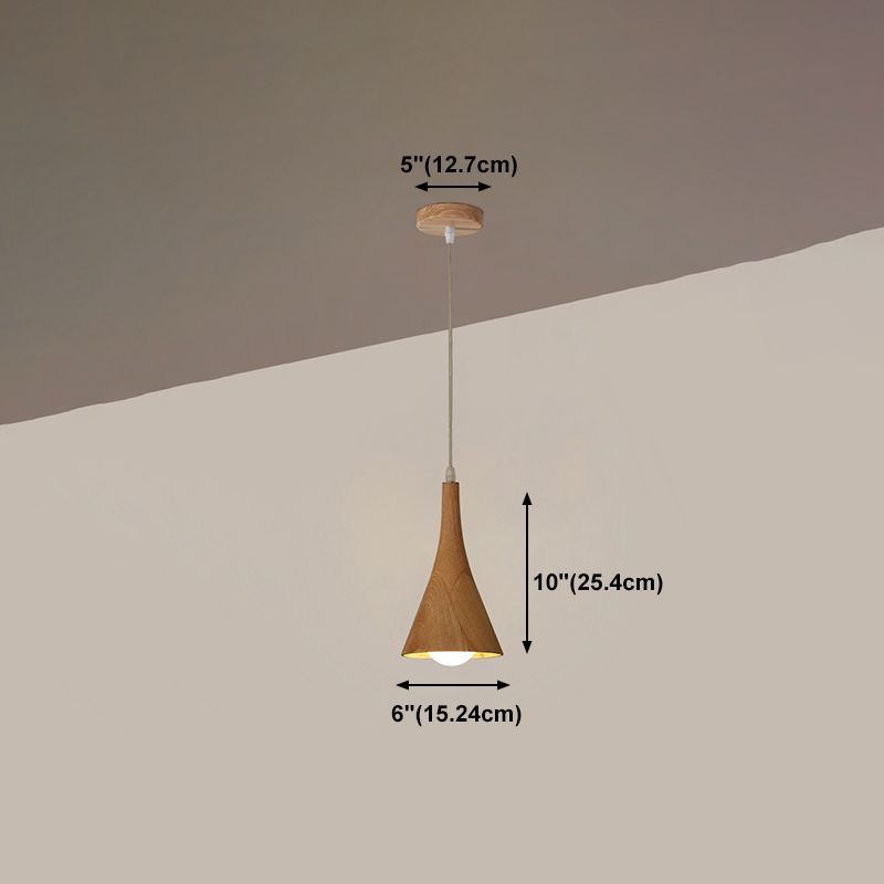 Nordic Cone Shade Pendant Light Fixture Solid Wood Dining Room Hanging Lamp