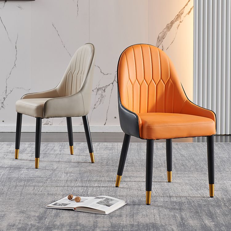 Glam Wood Dining Arm Chairs Faux Leather Dining Chairs for Restaurant Use (Set of 2)