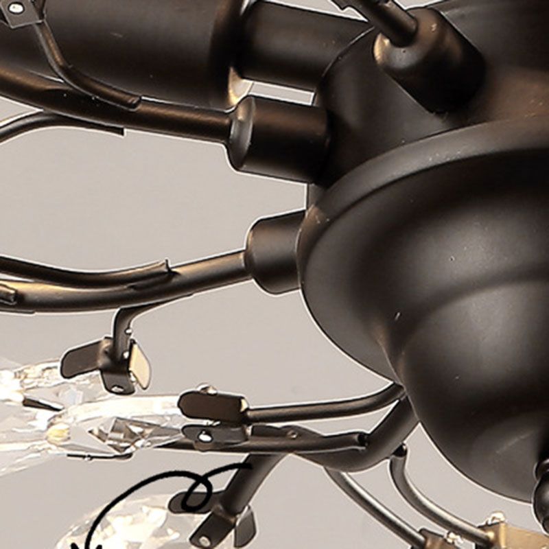 Ramas Sala de estar Hanging Chandelier Cristal de estilo tradicional Luz de lámpara de araña negra