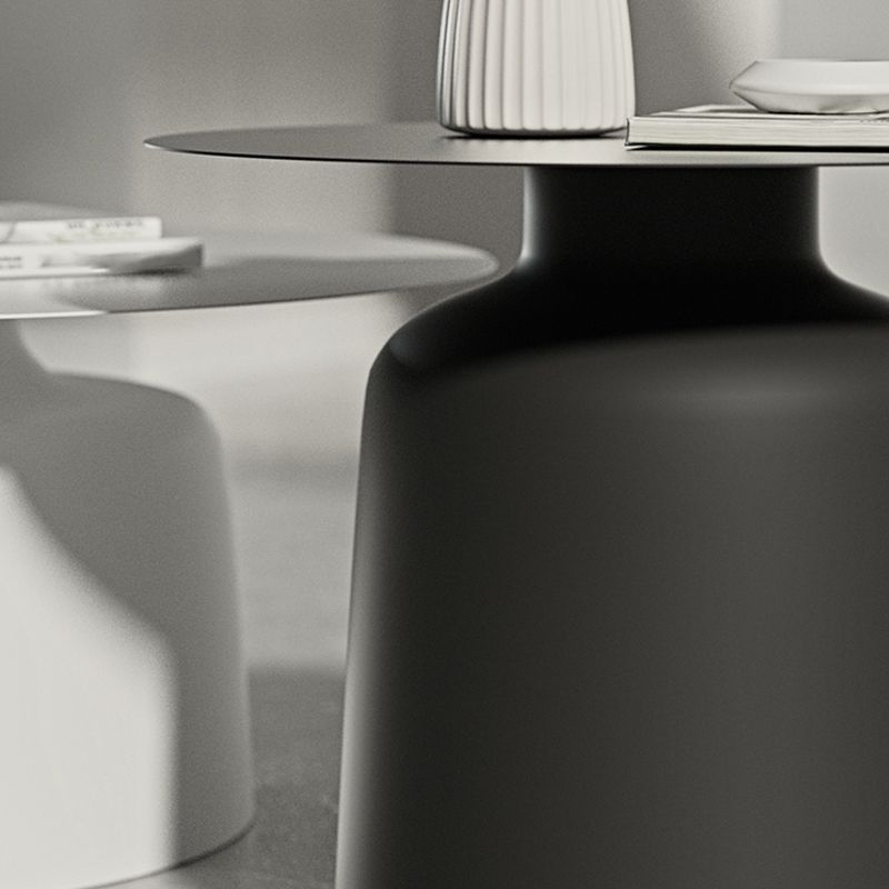 Pedestal Design Cocktail Table White/black Iron Round Coffee Table
