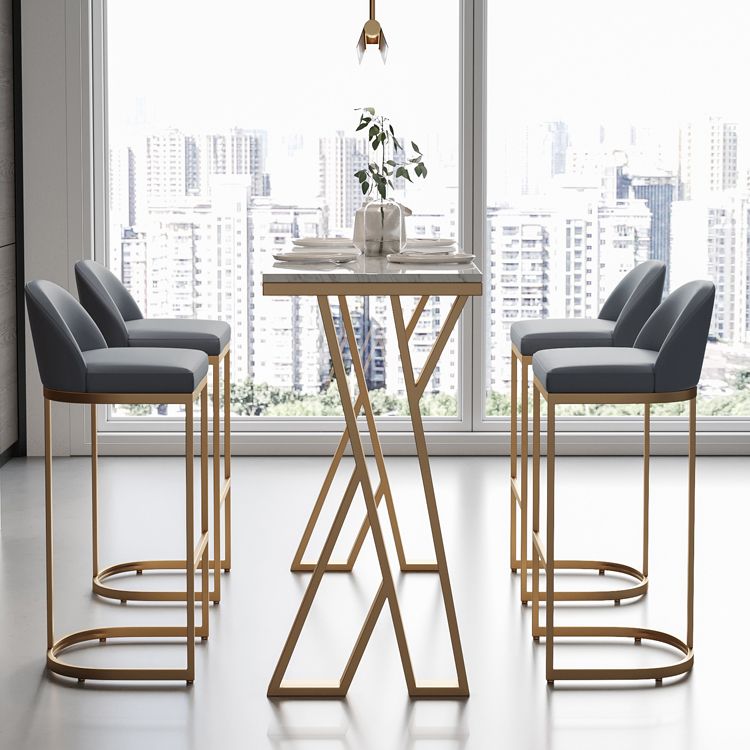 1/3/5 Pieces Bar Stool and Table Set, Glam and Rectangular for Dining Room