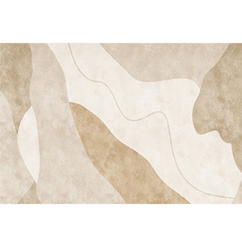 Comfort Geometric Printed Rug Apricot Tone Polyester Area Carpet Non-Slip Backing Rug for Home Decoration