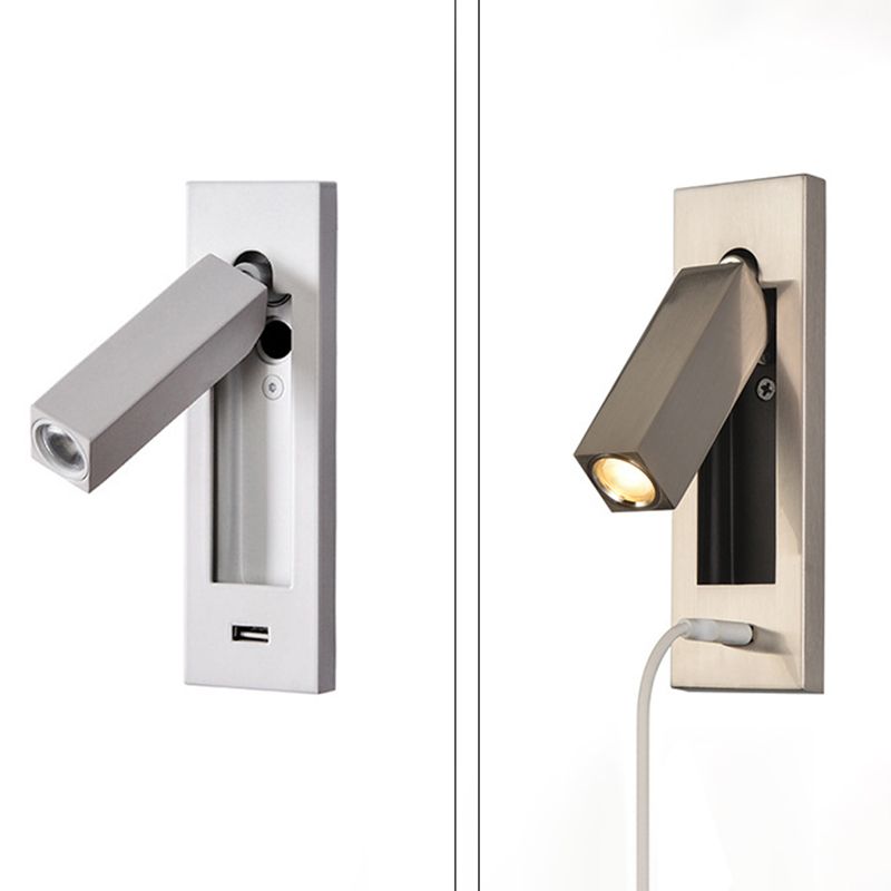 Schlafzimmer Flush-Mount LED Wandleuchter moderner Nachtleuchten mit rechteckig verstellbarem Scheinwerfer