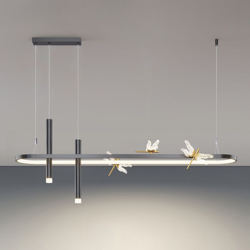 Modern Linear Ceiling Pendant Light Metal Island Pendant