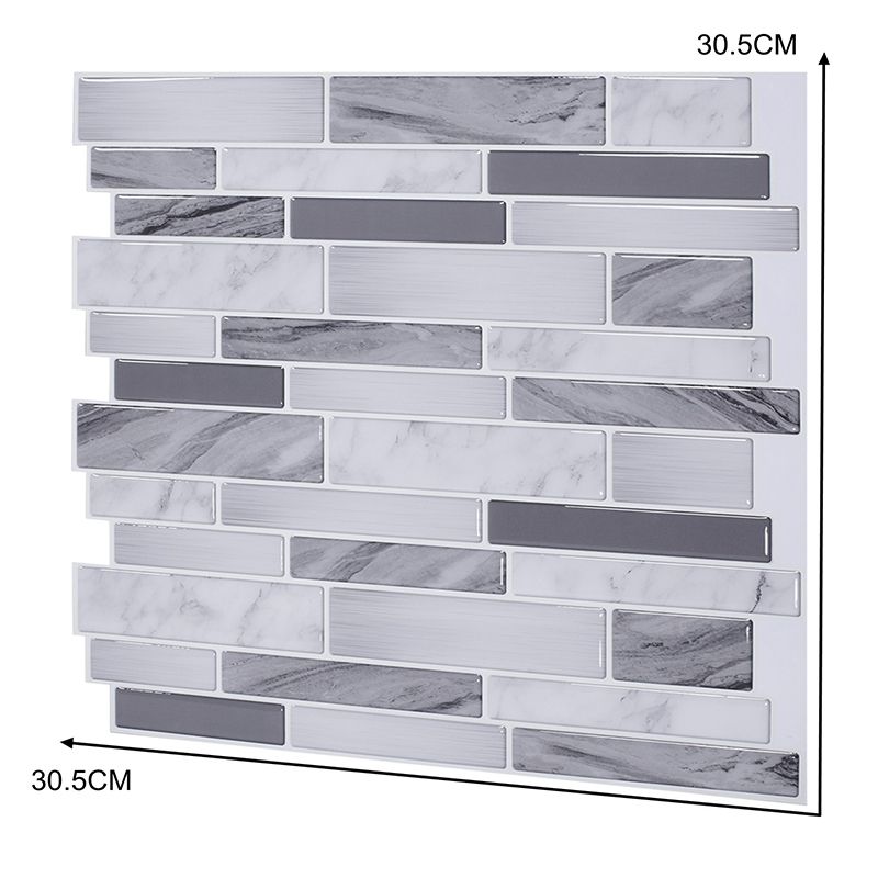 Country Mosaic Tile Stick Wallpapers Grey Brick Look Wall Art for Kitchen Backsplash