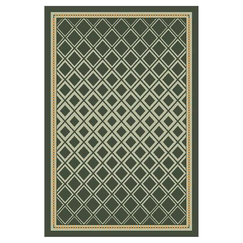 Green Diamond Area Rug Polyester Modern Rug Stain Resistant Rug for Living Room