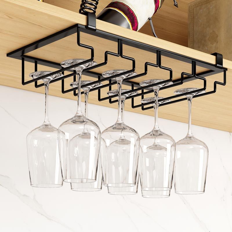 Modern Hanging Wine Glass Rack Metal Glass & Stemware Holder under Cabinet