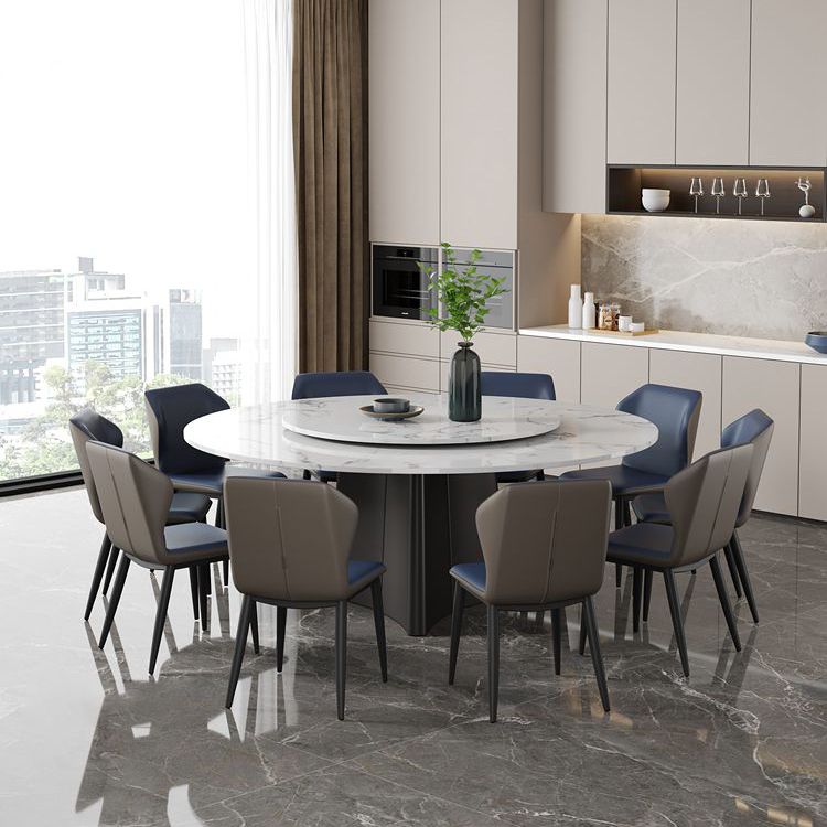 Round Pedestal Home Furniture Simple Style Marble Dining Room Collection with Turntable