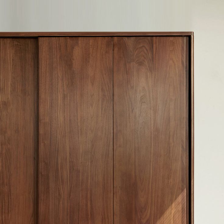 Walnut Solid Wood Wardrobe Freestanding Wardrobe with Sliding Doors