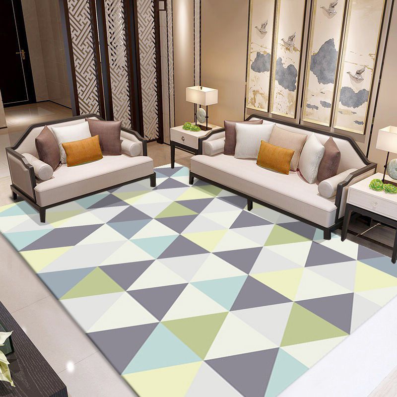 Modern Indoor Rug Geometric Patchwork Area Rug Polyester Non-Slip Carpet for Living Room