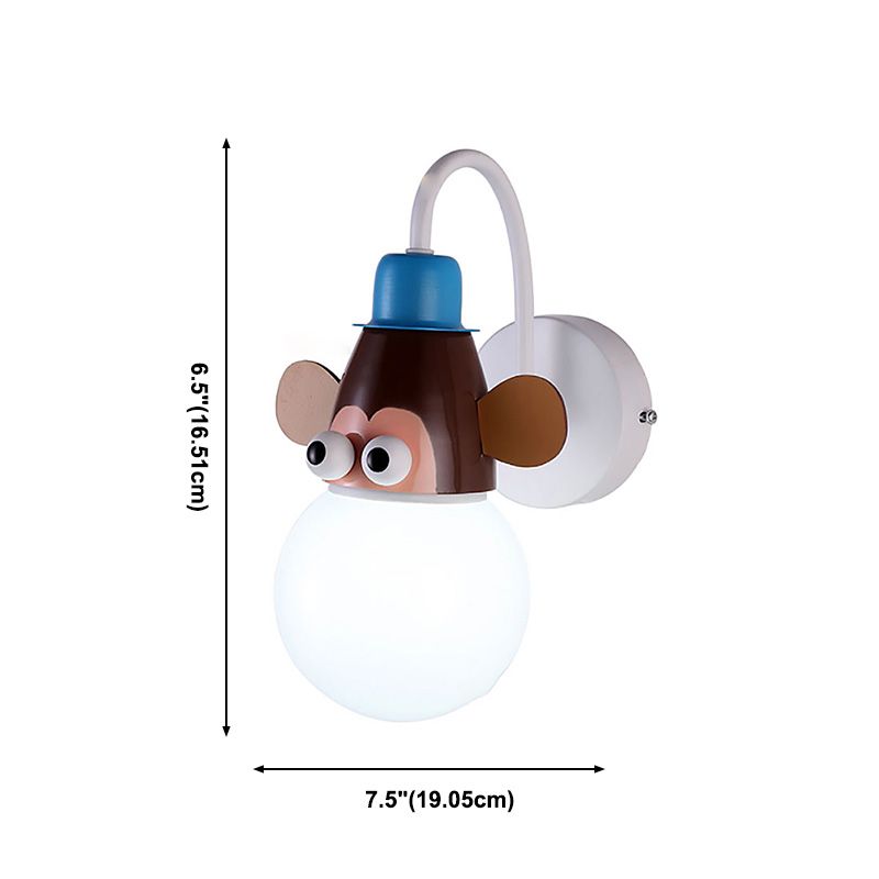 Lámpara de pared de bombilla de plumas de plancha de hierro animal para espacio para niños