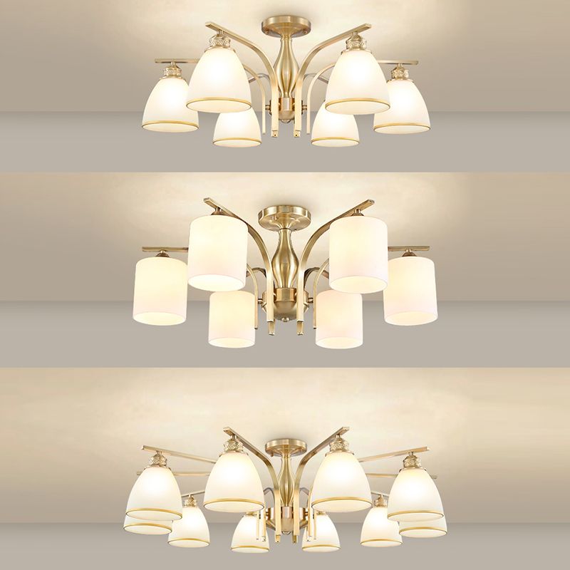 Accesorio montado en el techo de cristal mate del ópalo de la iluminación semi empotrada moderna de la sala de estar