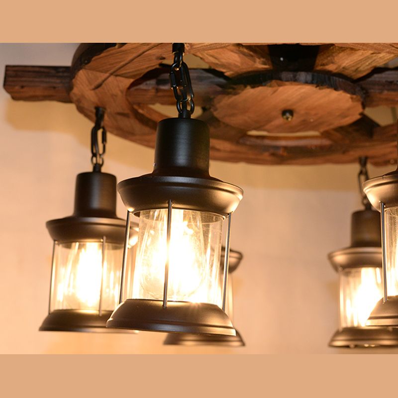 Accesorios de iluminación de lámpara de madera de timón lámpara de lámpara colgante