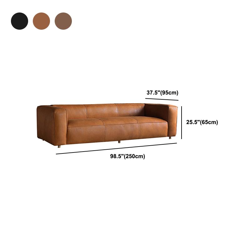Contemporary Faux Leather Sofa Tuxedo Arm 25.59-In High Sofa
