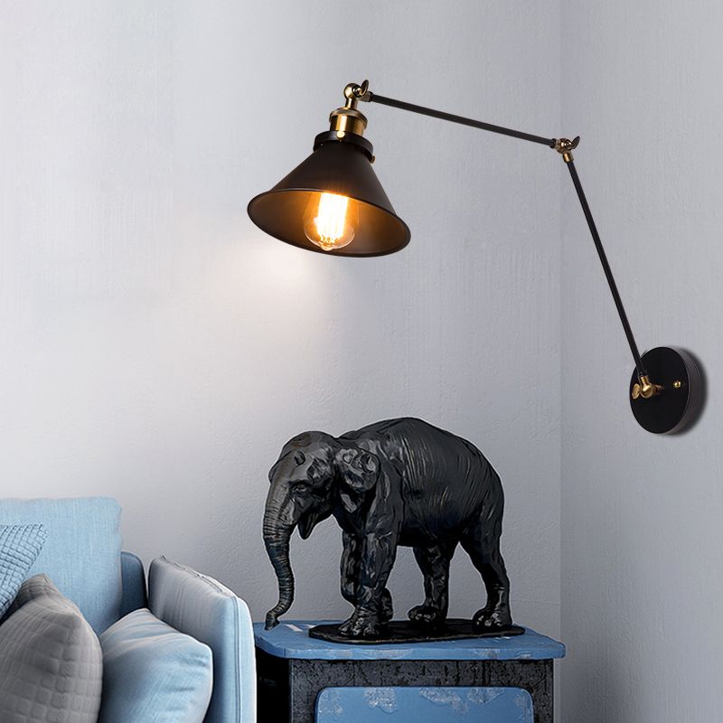 Lampe murale du bras swing dans le luminaire noir industriel noir pour le restaurant de la cuisine