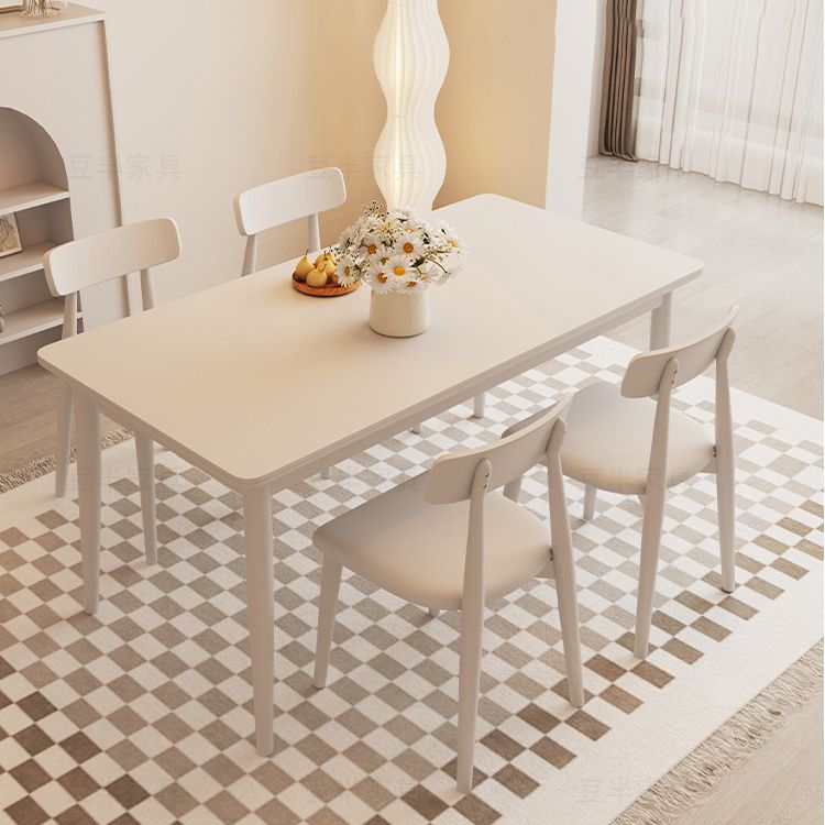 Modern Style 1/4/5 Pieces Dining Room Table Rectangle Stone Furniture in White