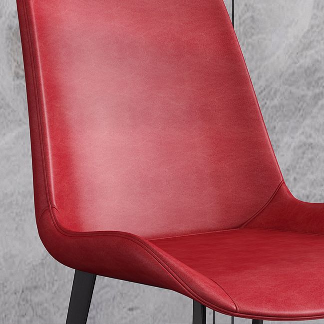 Coffee Shop Solid Back Glam Side Chair Matte Finish Faux Leather Dining Chairs