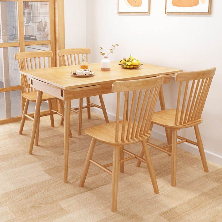 Table en bois en caoutchouc extensible dans la nature / noix Table rectangle moderne avec 4 jambes