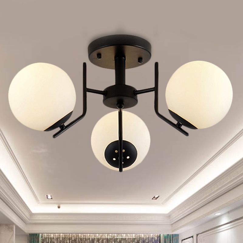 3/5/6 luces sputnik semi descarga lámpara de vidrio blanco tradicional accesorio montado en techo de vidrio para sala de estar
