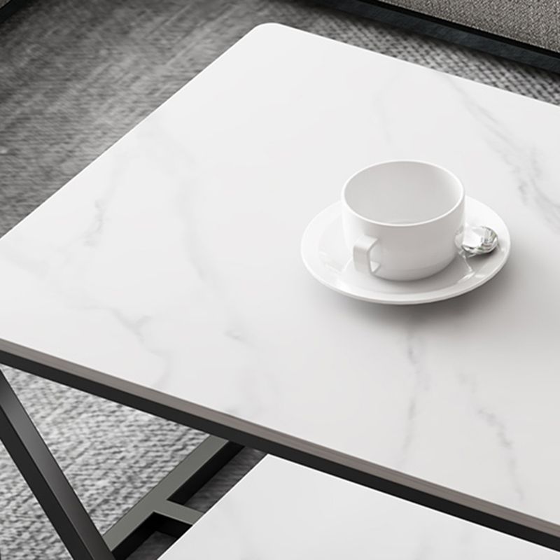Slate Minimalist Coffee Table Trestle Coffee Table with Storage