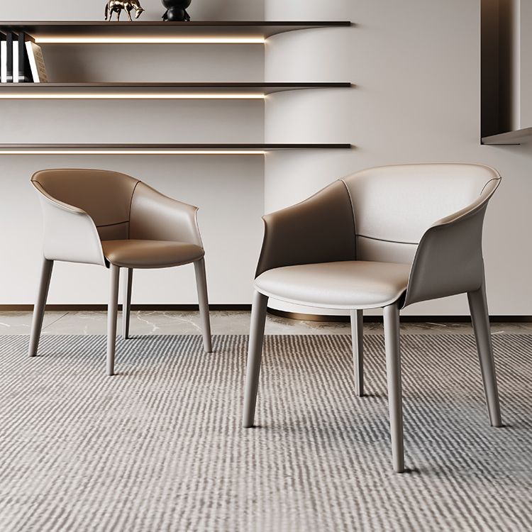 Modern Upholstered Guest Chair Faux Leather Dining Arm Chair