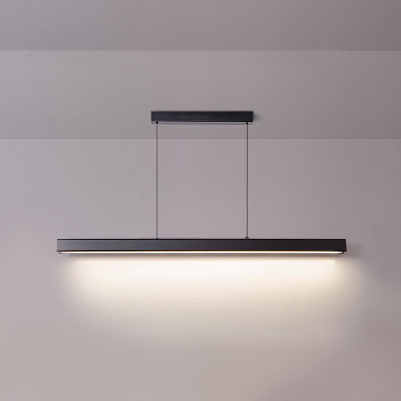 Linear Wood Island Light Fixture Modern Ceiling Pendant Light for Dining Room