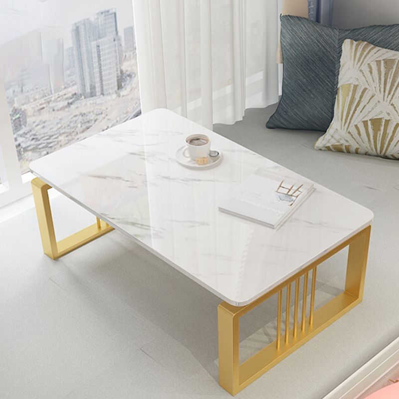Marble Coffee Table Square Open Shelf Cocktail Table for Living Room Coffee Table
