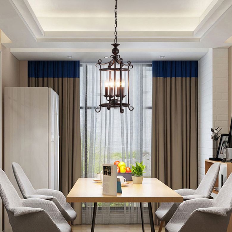 Lámpara de lámpara negra lámpara colgante lámpara de metal retro lámpara colgante lámpara