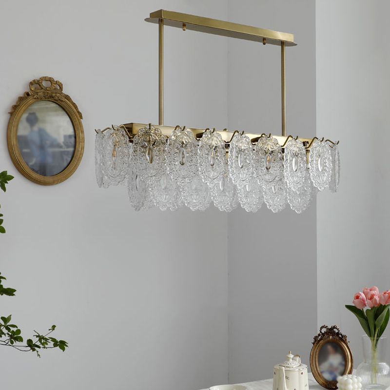 Metal Linear Island Pendant Lights Modern Style Glass Pendant Lighting for Kitchen Island