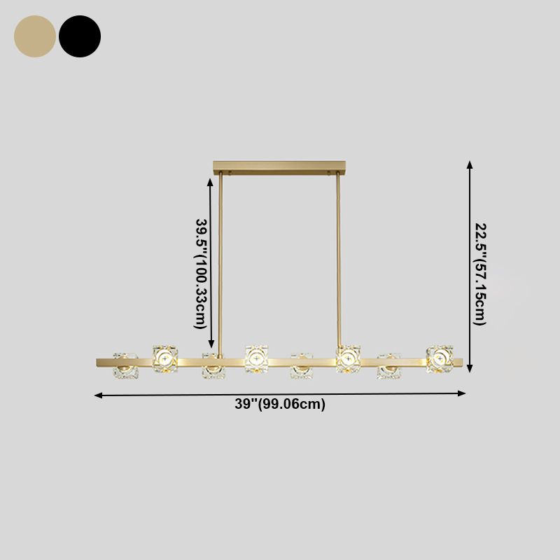 Zeitgenössische Insel leichte Würfelwürfelkristallinsel Anhängerleuchten für Küche