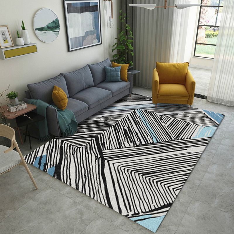 Unique Geometric Rug Multi-Color Modern Area Carpet Polypropylene Non-Slip Backing Easy Care Rug for Parlor