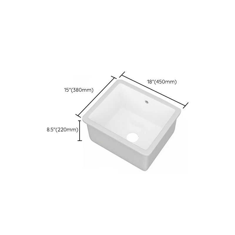 Modern Bathroom Sink Porcelain with Overflow and Drain Assembly Undermount Vanity Sink