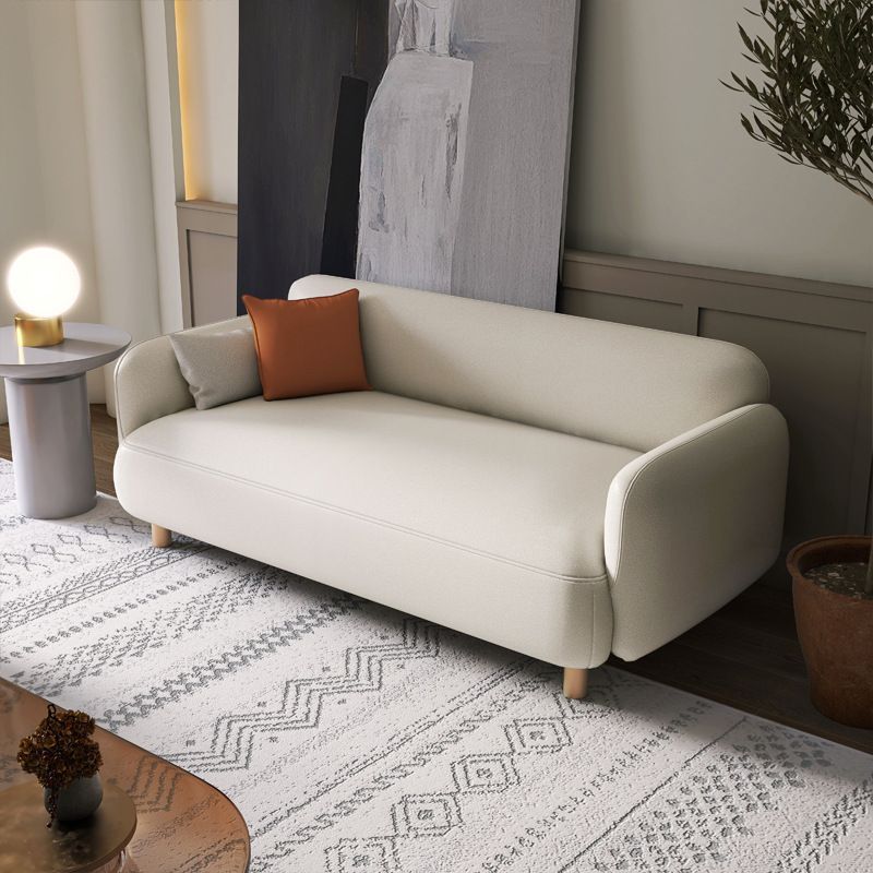 Glam Recessed Arm Settee Faux Leather Seating for Living Room