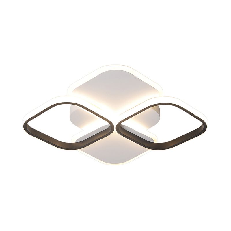 16"/19.5" W White/Black and White Rhombus Ceiling Light Modernism LED Acrylic Flush Mount Lamp in Warm/White Light
