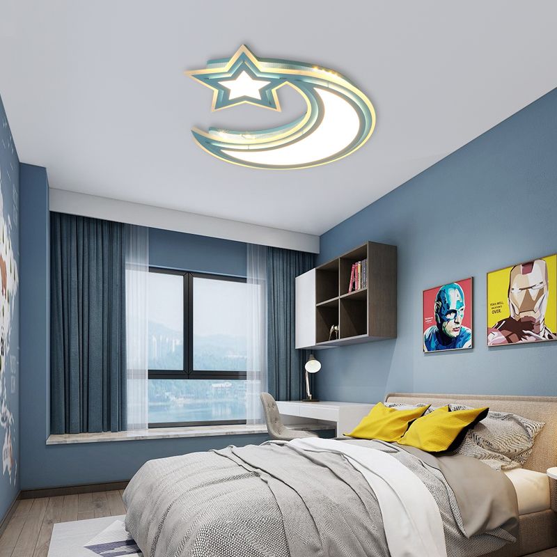 Crescent en Star Flush plafondlamp Cartoon acryl LED-plafondlamp voor meisjesjongensslaapkamer