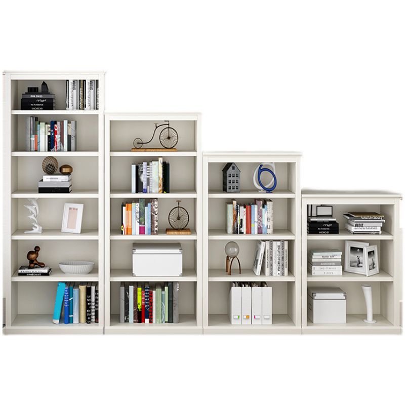 Modern Style Closed Back Bookshelf Standard Wooden Bookcase in White