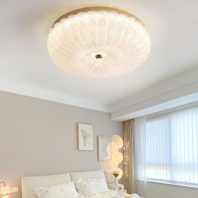 Modern Style Ceiling Mount Light Round LED with Glass Shade for Bedroom