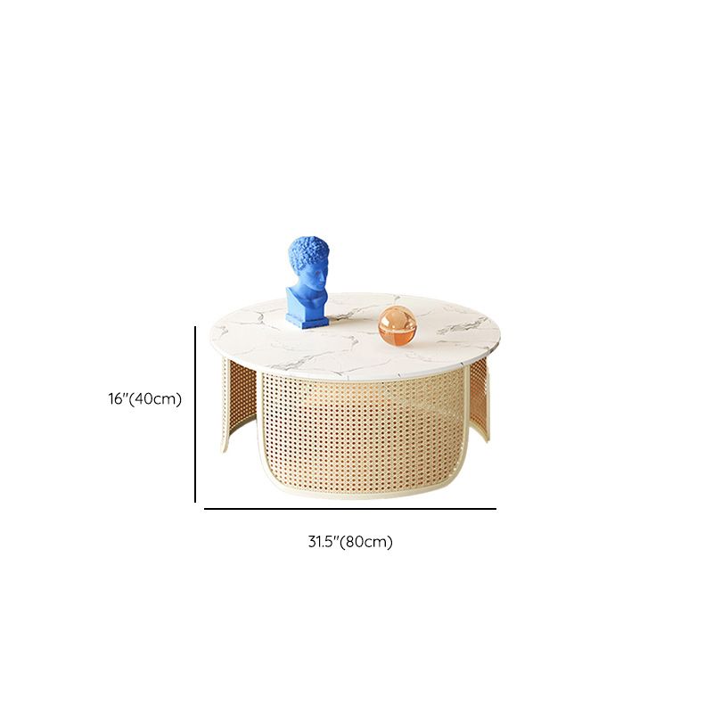 Contemporary Round Cocktail Table Single Slate Coffee Cocktail Table