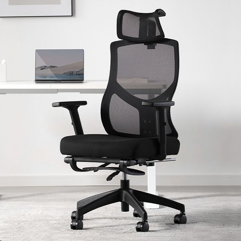 Black Modern Slide Office Chair Adjustable Seat Height Fixed Arms with Wheels