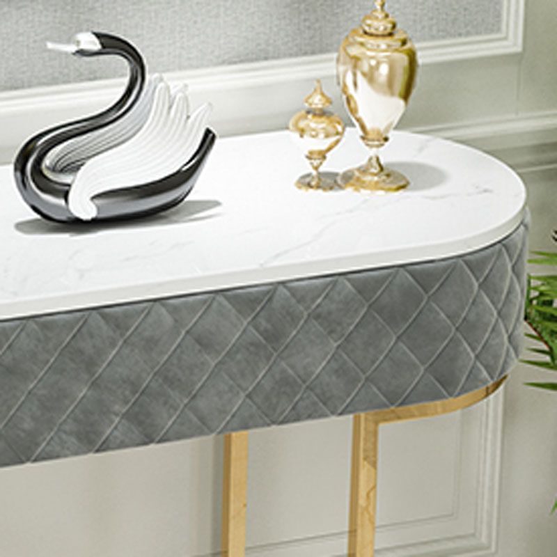 Sled Glam Marble Console Table 14" W Oval Console Accent Table for Hall
