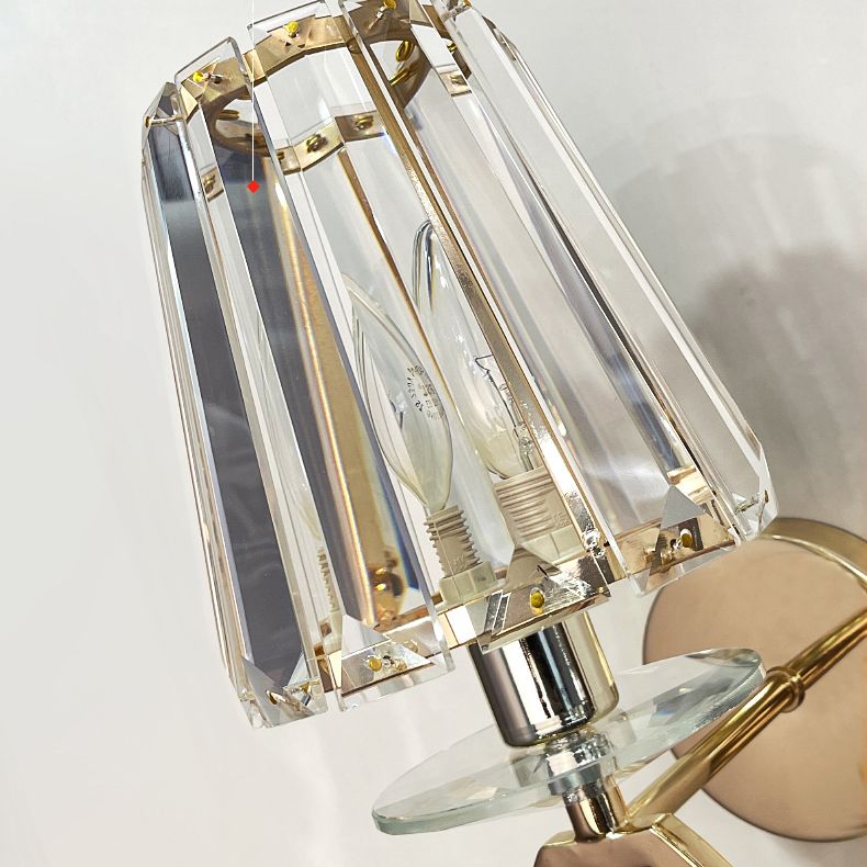 Gold Crystal Wall Sconce in Modern Luxury Style Wrought Iron Geometric Wall Lamp for Bedroom
