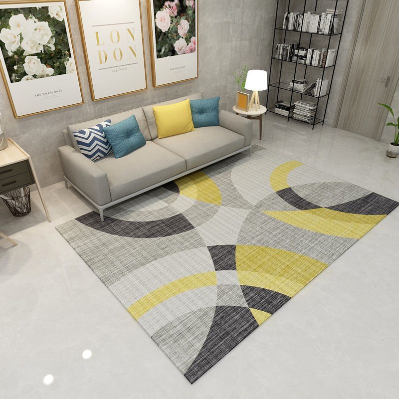 Chic Geometric Colorblock Print Rug Multi Colored Modern Rug Polyester Machine Washable Non-Slip Backing Pet Friendly Rug for Room