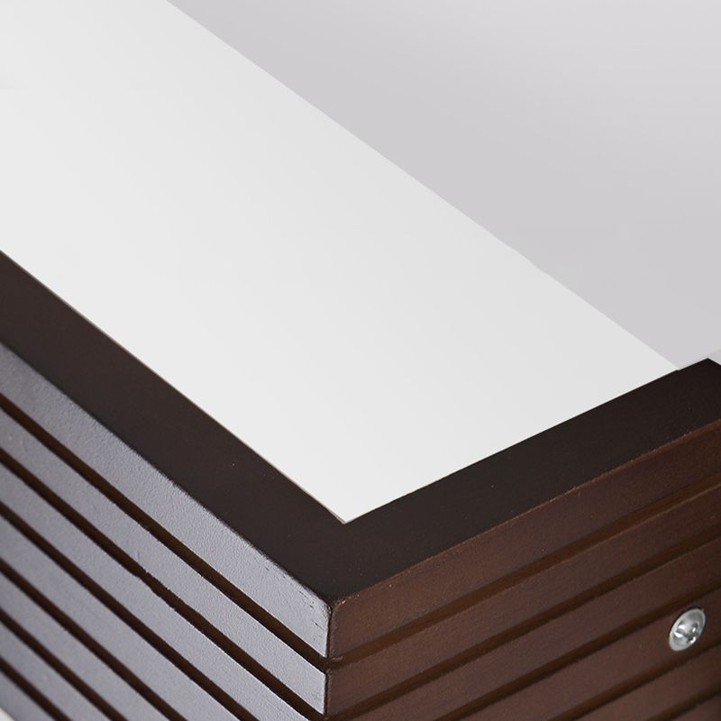 Linear Shade Wood Wall Sconce Modern 1-Light Mirror Wall Lighting Fixtures in Brown